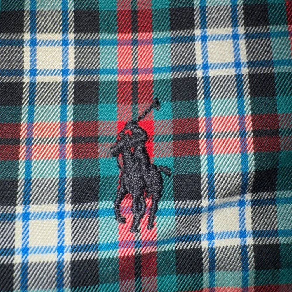 Polo Ralph Lauren‎ Blake Mens Large Plaid Button Down Shirt Red Green Cotton